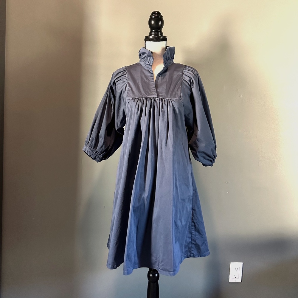 Emily McCarthy High Collar Puff Sleeve Dress